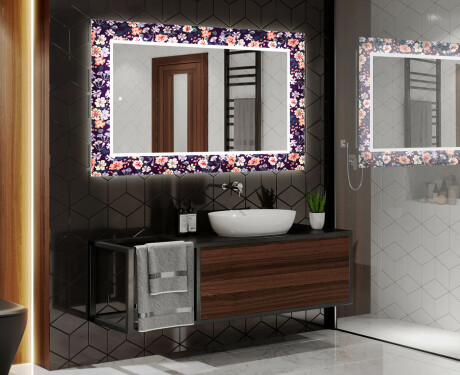 Megvilágított Dekoratív Tükör A Fürdőszobához - Elegant Flowers #2