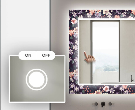 Megvilágított Dekoratív Tükör A Fürdőszobához - Elegant Flowers #4