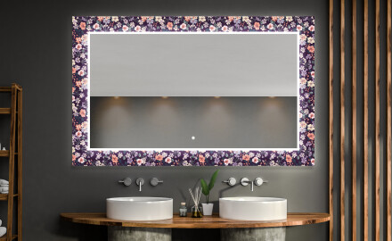 Megvilágított Dekoratív Tükör A Fürdőszobához - Elegant Flowers
