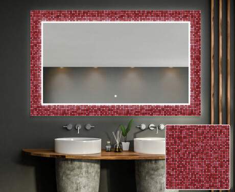 Megvilágított Dekoratív Tükör A Fürdőszobához - Red Mosaic