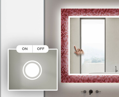 Megvilágított Dekoratív Tükör A Fürdőszobához - Red Mosaic #4