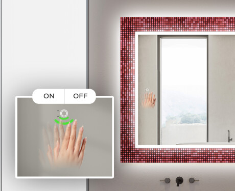 Megvilágított Dekoratív Tükör A Fürdőszobához - Red Mosaic #5