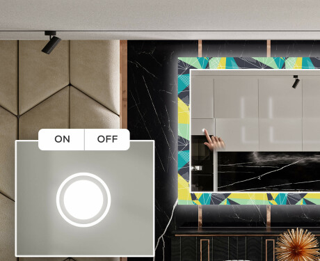 Ebédlői Dekorációs Tükör Led Világítással - Abstract Geometric #4