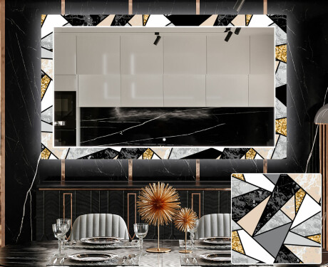Ebédlői Dekorációs Tükör Led Világítással - Marble Pattern #1