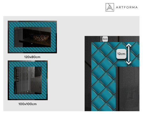 Megvilágított Dekoratív Tükör - Blue Harmonies #2