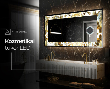 Megvilágított Dekoratív Tükör - Golden Streaks #9