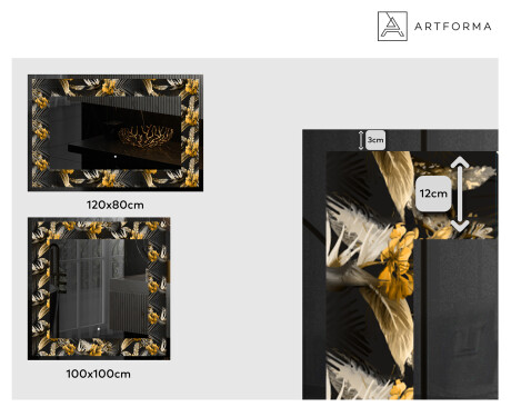 Megvilágított Dekoratív Tükör - Floral Symmetries #2