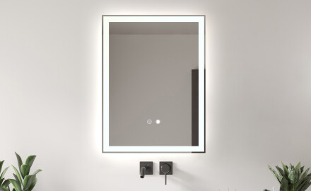Fürdőszoba Tükör Világítással 60x80 Cm Led L01: Dual Color, Érintőkapcsoló, Tükörpárátlanító Fűtőfólia