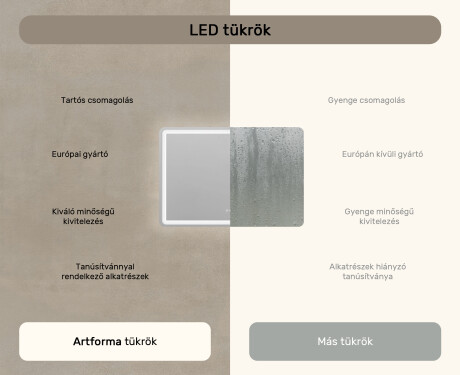 Fürdőszoba Tükör Világítással LED 100x70cm val Dual color, Érintőkapcsoló, Tükörpárátlanító Fűtőfólia, Bluetooth hangszórók - L141 #7