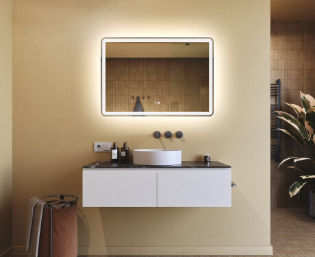 Fürdőszoba Tükör Világítással LED 100x70cm val Dual color, Érintőkapcsoló, Tükörpárátlanító Fűtőfólia, Bluetooth hangszórók - L141 #9