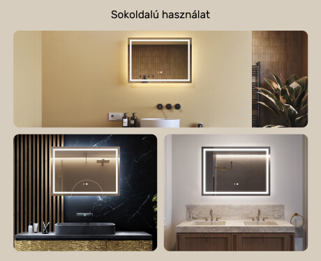 Fürdőszoba Tükör Világítással LED 70x50cm val Dual color, Érintőkapcsoló, Tükörpárátlanító Fűtőfólia - L49 #2