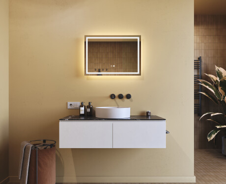Fürdőszoba Tükör Világítással LED 70x50cm val Dual color, Érintőkapcsoló, Tükörpárátlanító Fűtőfólia - L49 #9