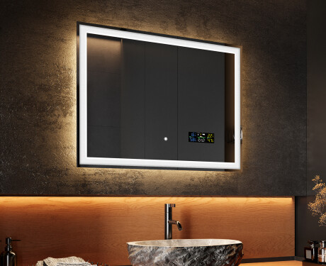 Fürdőszoba Tükör Világítással LED 80x60cm val Dual color, Érintőkapcsoló, Állomás - L01 #2