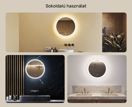 Kerek LED világítással ellátott fürdőszobai tükör 60 cm - Dual color, Érintőkapcsoló #2
