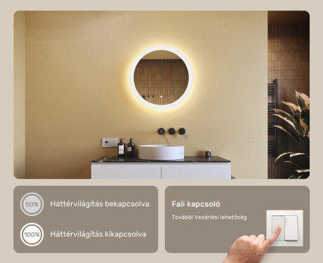Kerek LED világítással ellátott fürdőszobai tükör 60 cm - Dual color, Érintőkapcsoló #4