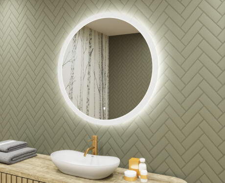 Kerek fürdőszobai tükör LED világítással 80 cm - Dual color, Érintőkapcsoló