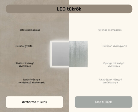 Téglalap alakú LED világítással ellátott fürdőszobai tükör 100x70 cm - Dual color, Érintőkapcsoló #6
