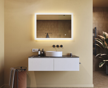 Téglalap alakú LED világítással ellátott fürdőszobai tükör 100x70 cm - Dual color, Érintőkapcsoló #8