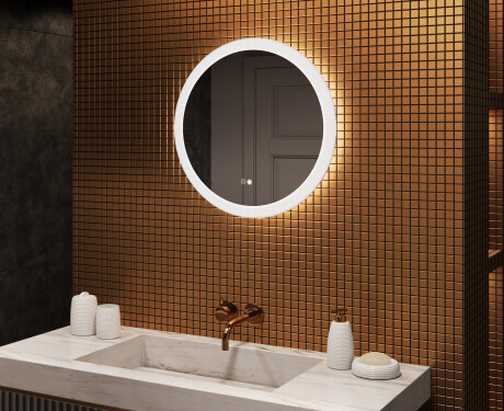 Kerek fürdőszobai tükrök LED világítással 60 cm - Dual color, Érintőkapcsoló, Tükörpárátlanító Fűtőfólia