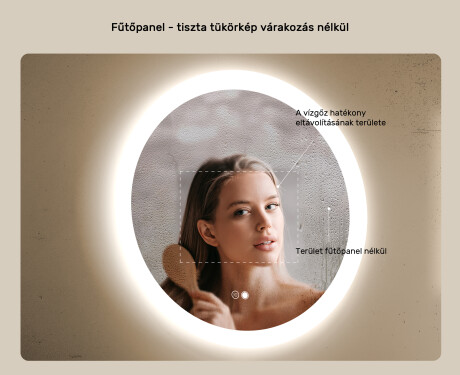 Kerek fürdőszobai tükrök LED világítással 60 cm - Dual color, Érintőkapcsoló, Tükörpárátlanító Fűtőfólia #5