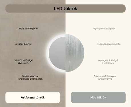 Kerek fürdőszobai tükrök LED világítással 60 cm - Dual color, Érintőkapcsoló, Tükörpárátlanító Fűtőfólia #7