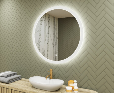 Kerek fürdőszobai tükör LED világítással 80 cm - Dual color, Érintőkapcsoló, Tükörpárátlanító Fűtőfólia