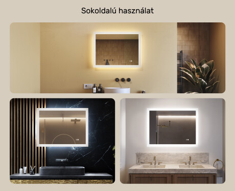 Téglalap alakú LED fürdőszobai tükör 80x60 cm - Dual color, Érintőkapcsoló, Tükörpárátlanító Fűtőfólia #2