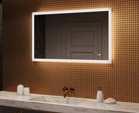Téglalap alakú LED világítással ellátott fürdőszobai tükör 120x70 cm - Dual color, Érintőkapcsoló, Tükörpárátlanító Fűtőfólia