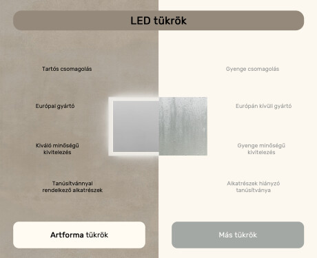 Téglalap alakú LED világítással ellátott fürdőszobai tükör 120x70 cm - Dual color, Érintőkapcsoló, Tükörpárátlanító Fűtőfólia #7