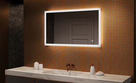 Téglalap alakú LED világítással ellátott fürdőszobai tükör 120x70 cm - Dual color, Érintőkapcsoló, Tükörpárátlanító Fűtőfólia