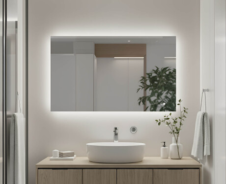 Téglalap alakú LED fürdőszobatükör 80x60/60x80 cm, két színben, érintéses kapcsolóval, fűtőpaddal