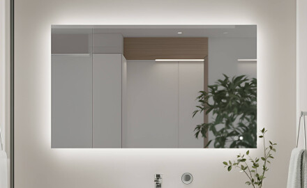Téglalap alakú LED fürdőszobatükör 80x60/60x80 cm, két színben, érintéses kapcsolóval, fűtőpaddal