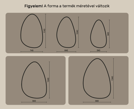 Szabálytalan tükör világítással, 64×104 cm, kétszínű, érintőkapcsoló, fűtőszőnyeg #10