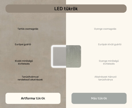 Lekerekített fürdőszobai tükör LED világítással, 80×60 cm, kétszínű, érintőkapcsoló, fűtőszőnyeg #7