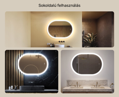 Megvilágított fürdőszobai tükör, 100×70 cm, kétszínű, érintőkapcsoló, fűtőszőnyeg #2