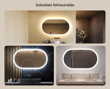 Megvilágított fürdőszobai tükör, 120×70 cm, kétszínű, érintőkapcsoló, fűtőszőnyeg #2