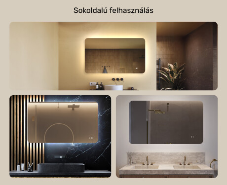 Lekerekített fürdőszobai tükör LED világítással, 120×70 cm, kétszínű, érintőkapcsoló, fűtőszőnyeg #2