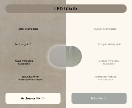 Ovális LED-tükör 80x50/50x80 cm, két színben, érintéses kapcsolóval, fűtőpaddal #7