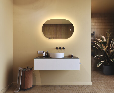 Ovális LED-tükör 80x50/50x80 cm, két színben, érintéses kapcsolóval, fűtőpaddal #9