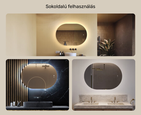 Megvilágított fürdőszobai tükör, 100×70 cm, kétszínű, érintőkapcsoló, fűtőszőnyeg #2