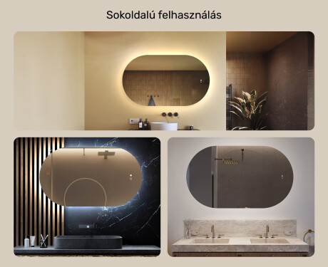 Megvilágított fürdőszobai tükör, 120×70 cm, kétszínű, érintőkapcsoló, fűtőszőnyeg #2