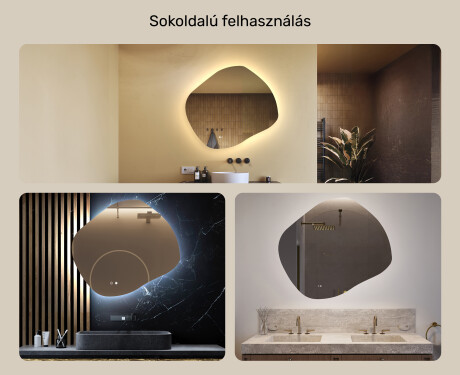 Fürdőszobai tükör világítással, 94×84 cm, kétszínű, érintőkapcsoló, fűtőszőnyeg #2