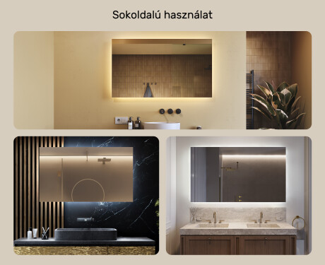 Megvilágított fürdőszobatükör 60x80/80x60 cm semleges fényű 4500K #2