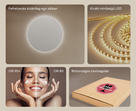Kerek megvilágított fürdőszobatükör 60 cm semleges fényű 4500K #4