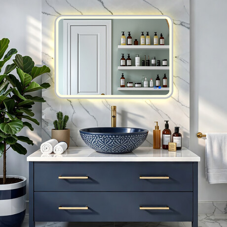 Lekerekített LED-es, háttérvilágítással ellátott tükör - 80x60/100x70/120x70 cm ezüst színű alumíniumkeretben #8