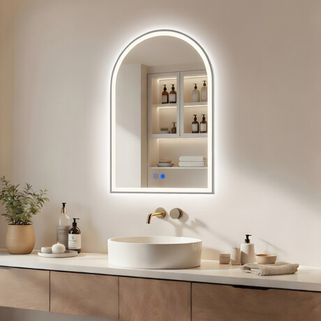 Szabálytalan LED háttérvilágítású tükör – 60x90/70x100 cm ezüst alumínium keretben #1