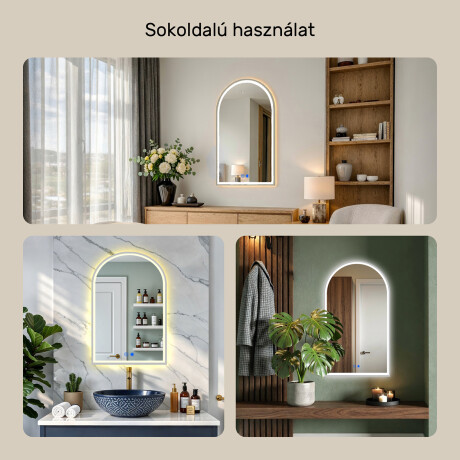 Szabálytalan LED háttérvilágítású tükör – 60x90/70x100 cm ezüst alumínium keretben #4
