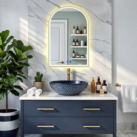 Szabálytalan LED háttérvilágítású tükör – 60x90/70x100 cm ezüst alumínium keretben #8