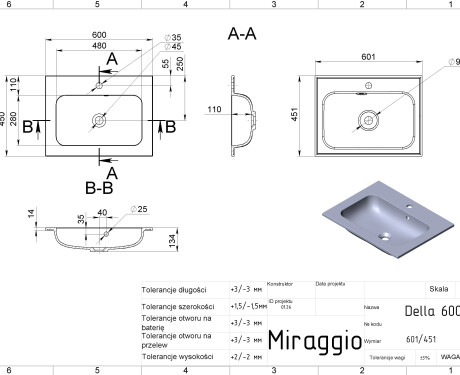 DELLA 600 MIRASOFT mosdó