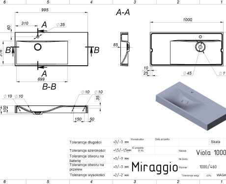 VIOLA 1000 L MATT mosdó